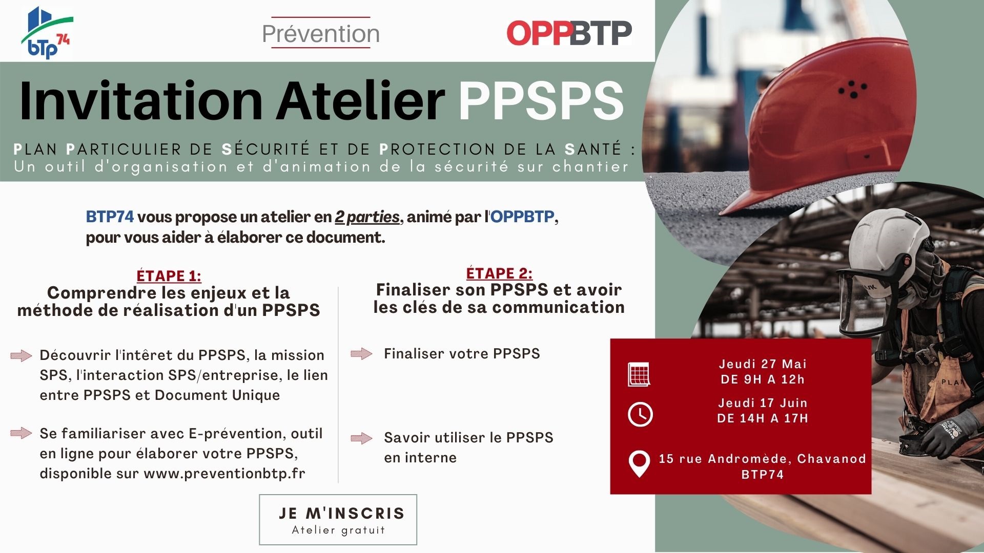 Ateliers, Fédération BTP74 & OPPBTP